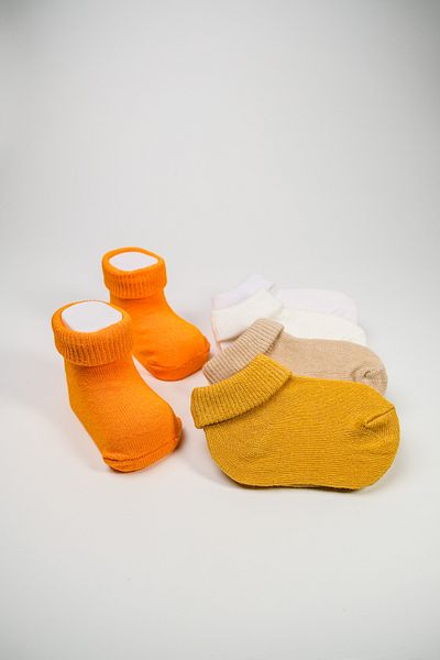 Akface Organic 5'L Boxed Unisex Newborn and Baby Socks in Safari Colors 0-2 Years Old