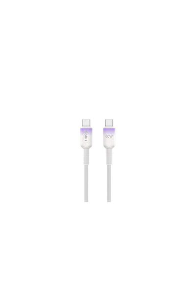 iOsuite كابل شفاف متدرج من مادة PVC (USB-C) إلى (USB-C) - 60 واط - 1.2 متر - بنفسجي - DC23A