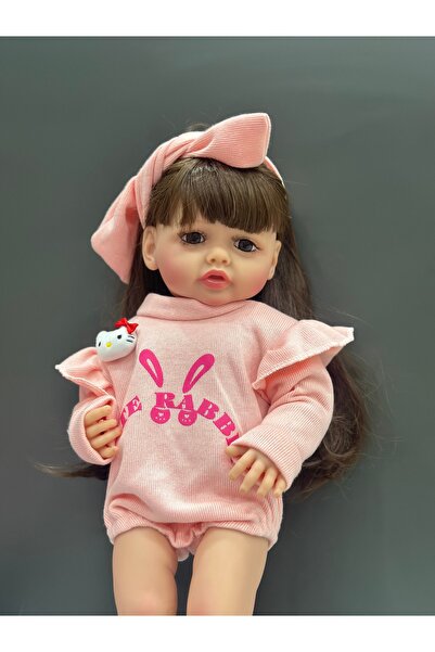 Genel Markalar Gerçekçi emaye bebek 55 cm simüle bebek kız bebek için elbiseli yumuşak silikon bebek pembe