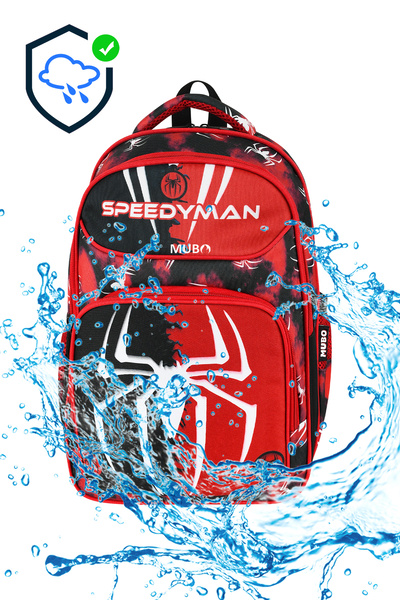 MUBO Superhero Elementary School Bag in Spider-Man Style - Pen Holder and Lunch Box Included