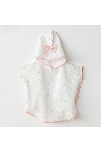 andywawa Love Family Muslin Baby Poncho Ecru