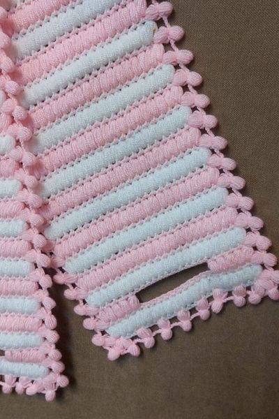 Uretti - Emine 9106 6378 Hand Knitted Double Colored 2-Piece Bath Washcloths - Pink