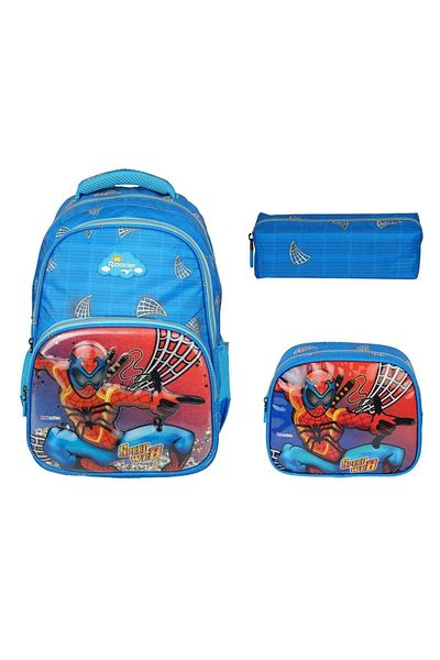 Relaxion Set rucsac și cutie de prânz pentru școală primară Relaxion New Season Blue Spiderman