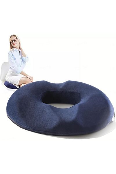 COOYA Donut Cushion, Premium Memory Foam Washable, for Butt for Back,Coccyx Pain Relief,DarkBlue