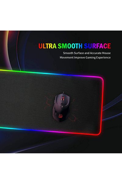 FlashHawk Large RGB Gaming Mousepad with Nonslip Base 14 Kinds of RGB Lights Mode for Live Broadcasting