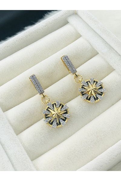 DS DİAMONDSHOP Earrings Star Model Zircon Stone New Season Bykp- 202504578