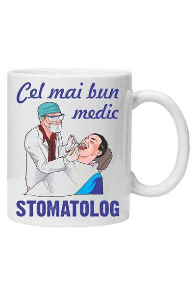 OEM Cana albă personalizată „cel mai bun dentist”, INOVATIX®. 330 ml