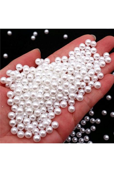 PASAMİA 10 mm White Color Fastening Pearl Without Holes (45-50 Ad) 25 Gr