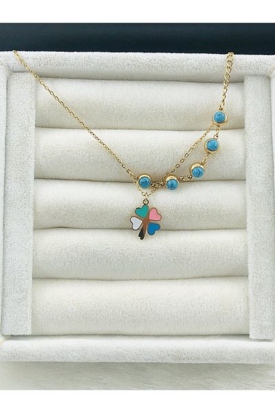 DS DİAMONDSHOP Steel Anklet Hanging Clover Model Byçlkhal- 202504564