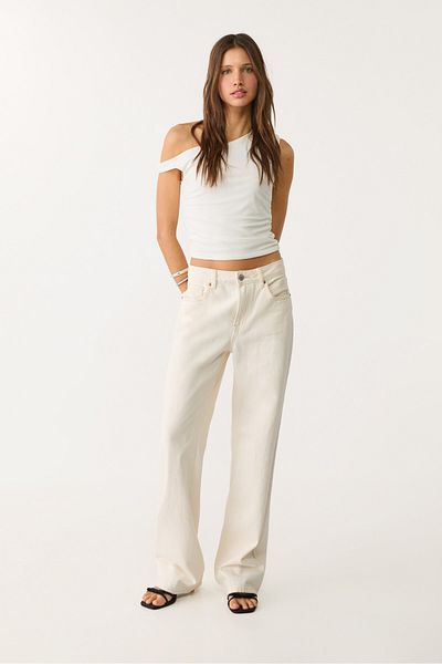 Stradivarius Asymmetric crop top with gathered detail