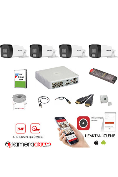 Hikvision HİKVİSİON 4 KAMERALI 7/24 RENKLİ GÖRÜŞLÜ 2MP AHD GÜVENLİK KAMERASI ...