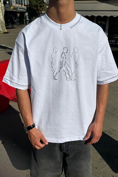 Flaw Wear Kroseta Embroidered White T-Shirt