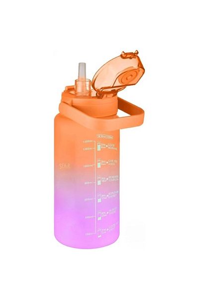 Vagonlife 1500 ml Softtouch Motivational Water Bottle - Use with and Without Straw, Double Color