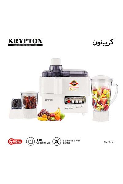 KRYPTON 4-in-1 Juicer & Food Processor, 650W, 2-Speed Pulse, 1.8L Jar, Blender, Chopper, Grinder, Mincer