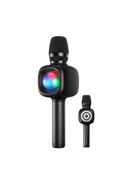 FlashHawk Wireless Bluetooth Karaoke Microphone & Speaker with Disco Ball Light