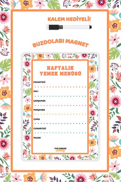The Grade Summer-Sil Notepad Meal Menu Refrigerator Notepad.Magnetic Refrigerator Notepad.Magnet Notepad.21X15Cm