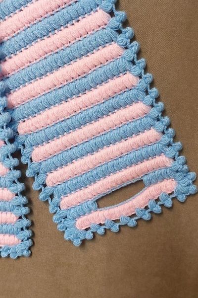 Uretti - Emine 9106 0854 Hand Knitted Double Colored 2-Piece Bath Washcloths - Pink / Blue