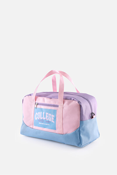 ICONE BAG Kız Çocuk College Baskılı Spor Çanta, Cepli Spor Çanta, Fermuarlı Detaylı Çocuk Spor Çanta,