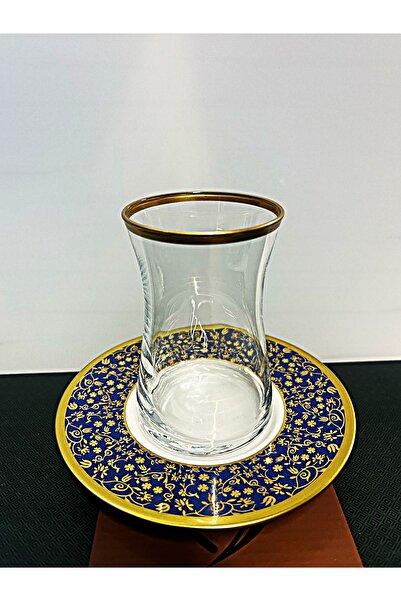 DECOSTYLE Paşabahçe gold porselen Tabaklı 12 Parça Çay seti