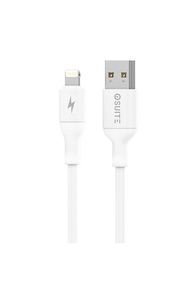 iOsuite كابل TPE (USB-A) إلى (Lightning) - 2.1 أمبير - طول 1 متر - أبيض