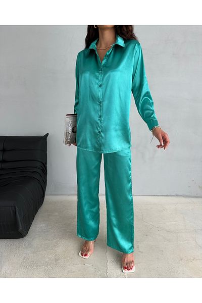 Famel Butik Satin Shirt Trousers Set
