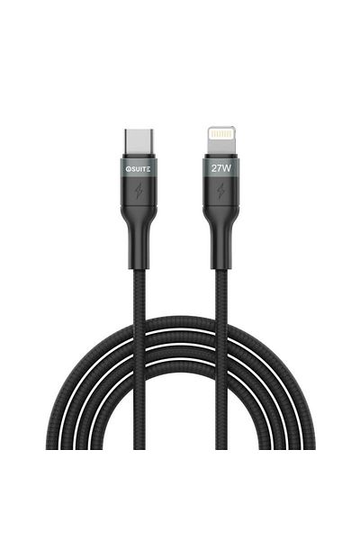 iOsuite كابل من سبيكة الألومنيوم (USB-C) إلى (Lightning) - 27 واط - 1.2 متر - أسود
