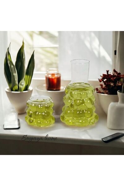 ENYAZA(2024) Üzüm Desenli Baş Ucu Karaf Ve Bardaği Üzüm Karaf Üzüm Bardak