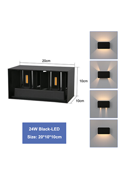 Choice مصباح حائط LED مقاوم للماء باللون الأبيض الدافئ (2700-3500 كلفن) 24 وات 6 وات/12 وات باللون الأسود/الأبيض/الرمادي للاستخدام الداخلي والخارجي