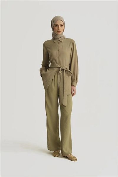 Armine Modal Straight Pants 25Yd4224-2 Khaki