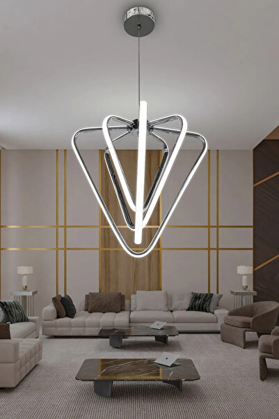 RSCOLLECTIONS Üçgen 4'lü Mutfak , Antre ,Oturma Odası Led Avize Krom