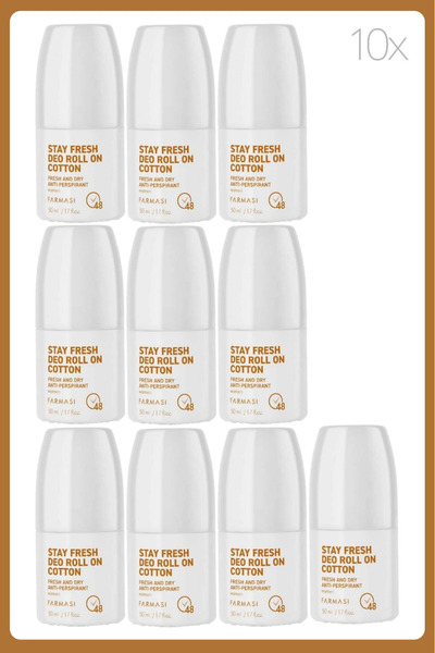 Farmasi Stay Fresh Deo Roll On Kadın Cotton 48 Saat Koruma 50 ml 10 Adet