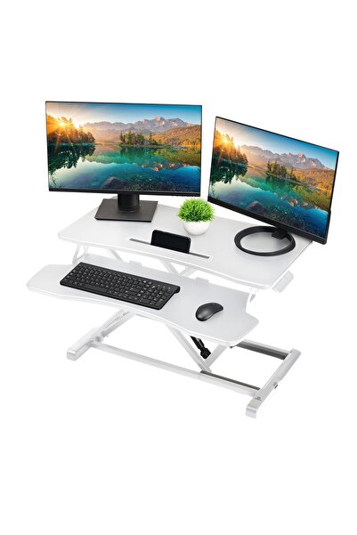 FlashHawk Standing Desk Converter 32 inch, Height Adjustable Sit Stand Desk R...