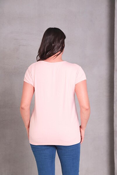 Ebsumu Women's Plus Size V-Neck Powder T-Shirt – Relaxed Fit, Breathable Fabric, Available in Sizes up to 6XL