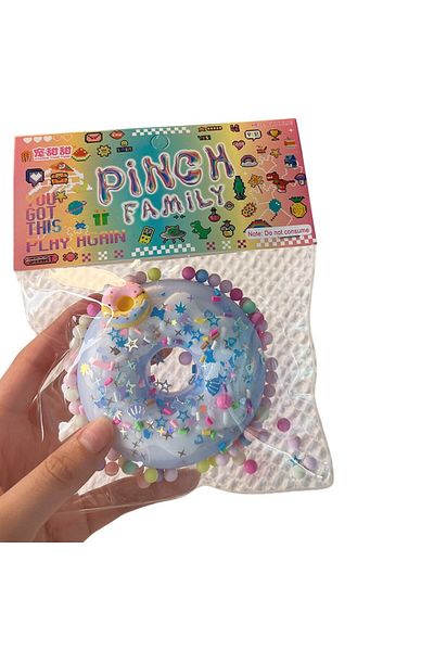 Flippy Squishy Pinch Family Jucarie Antistres Flippy, Gogoasa, 6x6 cm, 99g, Ambalaj Transparent, Albastru