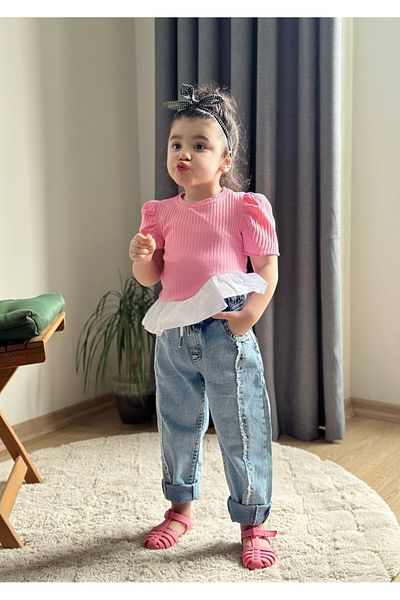 Yavrumsa Glory Striped Denim 2-Piece Girls Set