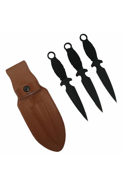 Depox Set de cuțite de vânătoare Extreme Battle și trei cuțite de aruncare, Ninja Assassin, IdeallStore®, oțel