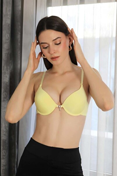 modaserdem Mdrsdm Women's Supported Underwire Stone Detailed Bra Yellow