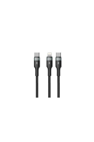 iOsuite كابل من سبيكة الألومنيوم (USB-C) إلى (Lightning) - 27 واط - 1.2 متر - أسود