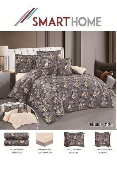 smart home Winter Double Duvet Set 6 Pieces Double Sided System, Velvet Bedspread with Microfiber Filling