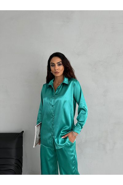 Famel Butik Satin Shirt Trousers Set