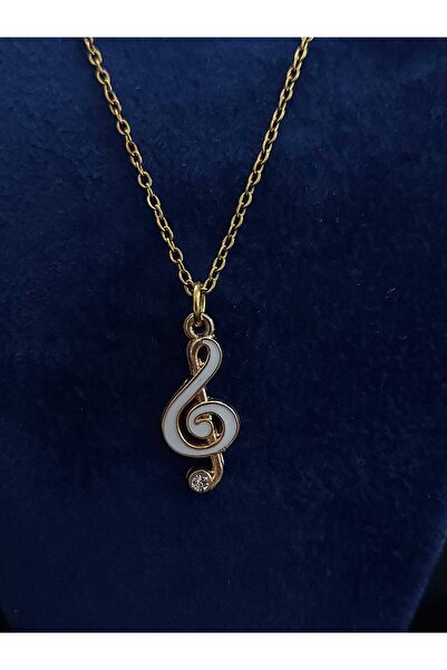 sarıyer silver قلادة من الفولاذ المطلي باللون الأصفر مع نموذج مفتاح يسار وفن ...