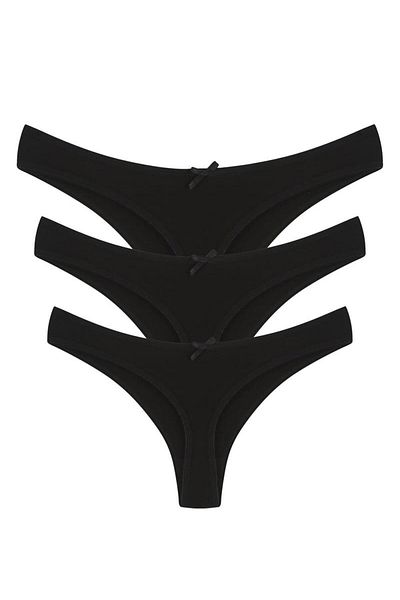 modaserdem Women's Cotton 3Lit Thong Ku롯 Black Model: 40250 Mdrsdm