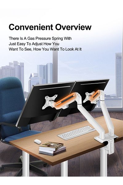 FlashHawk Dual Monitor Desk Mount, Full Motion Swivel Computer Monitor Arm for 17 to 30 inch