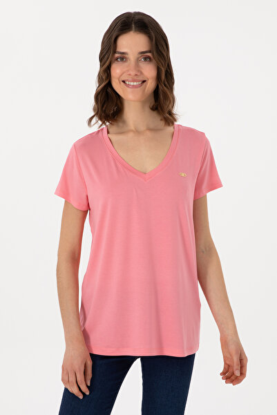U.S. Polo Assn. Kadın Pembe Basic Tişört 50300829-VR041