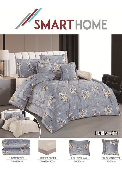 smart home Winter Double Duvet Set 6 Pieces Double Sided System, Velvet Bedspread with Microfiber Filling