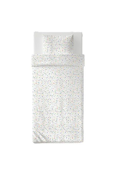 IKEA MÖJLIGHET Duvet cover and pillowcase, white/mosaic patterned