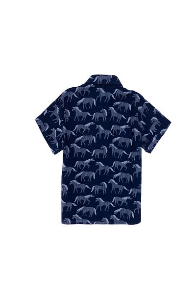 U.S. Polo Assn. قميص للأولاد باللون الأزرق الداكن بأكمام قصيرة 50307981 -VR033