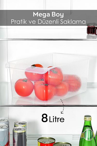 Meleni Home 1 Piece In-Cabinet Refrigerator Organizer - Mega Size Refrigerator Fruit Vegetable Storage Container Organizer 8 Lt