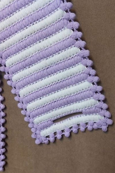 Uretti - Emine 9106 3676 Hand Knitted Double Colored 2-Piece Bath Washcloths - Purple