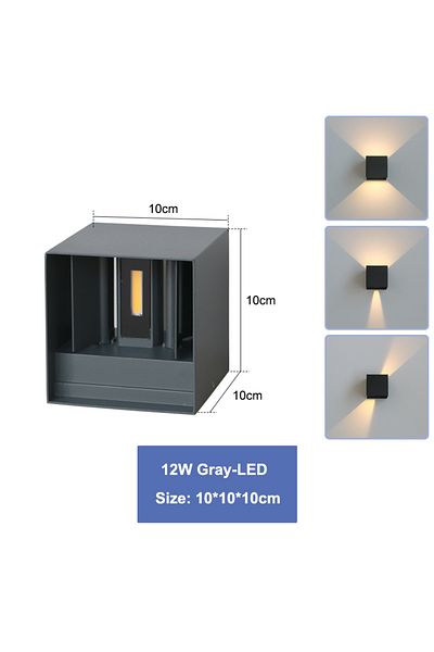 lampinbox Warm White (2700-3500K) 12W Gray 6W/12W LED Waterproof Wall Lamp in Black/White/Grey for Indoor and